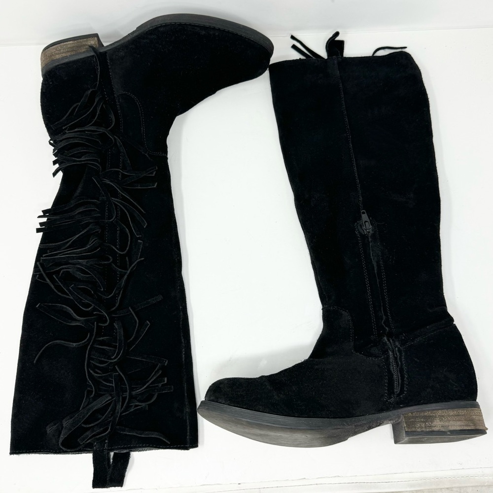 Steven Steve Madden Daltton Western Fringe Boots Leather Black Size 8.5 - Picture 3 of 7
